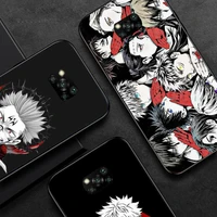 jujutsu kaisen anime cartoon japanese phone case black color for xiaomi 11 10 lite 10t pro redmi note 7 8 9 10 9t 9a cover funda