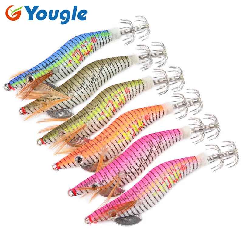 YOUGLE 6 шт./лот приманка для рыбалки поддельные приманки деревянные креветки