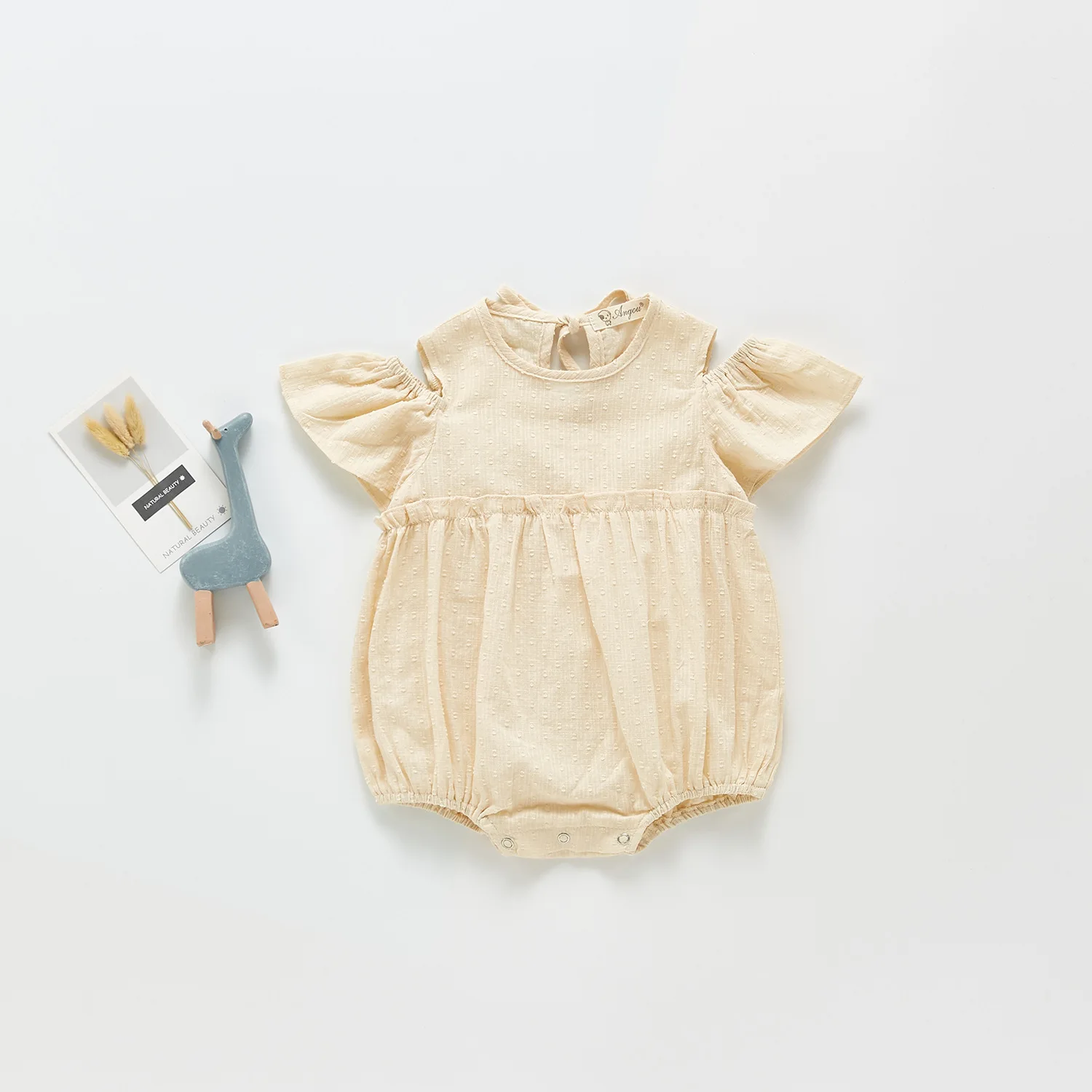 

7686 для новорожденных Ползунки 2021 летних платьев для девочек цельнокроеная одежда с открытыми плечами и рукавами-крылышками для девочек, ми...