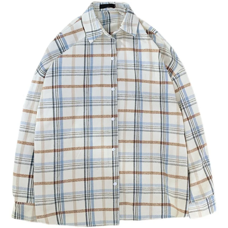 

2021 New Spring Thin Plaid Shirt Men's Long-sleeved Shirt Loose Casual Jacket Inch Shirt