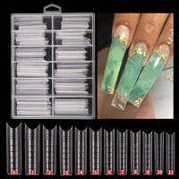 120pcs long square fake nails quick building mold tips nail dual forms finger extension c curved straight false nail art tools