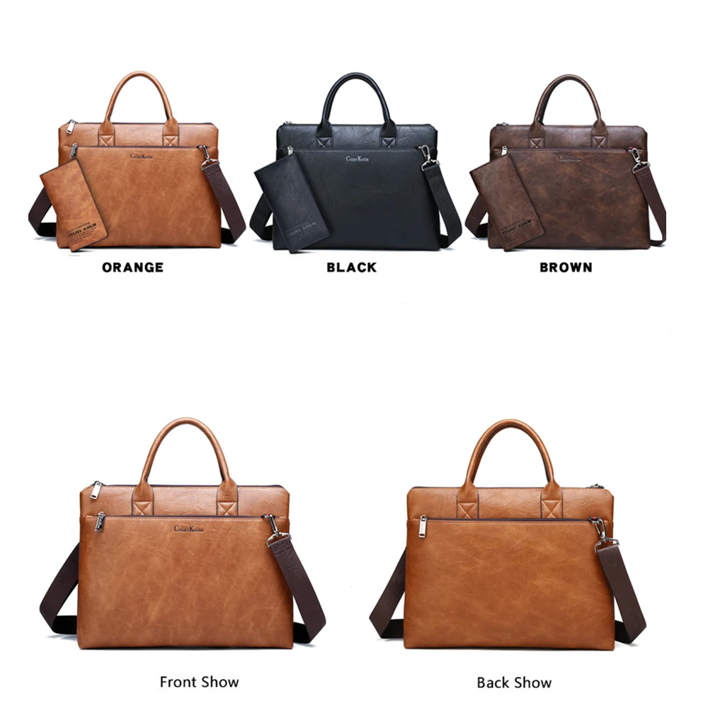 Celinv Koilm High Quality Men Briefcases Set 14 inch Laptop Business Bags Handbags Leather Office Shoulder Bags Large Capacity