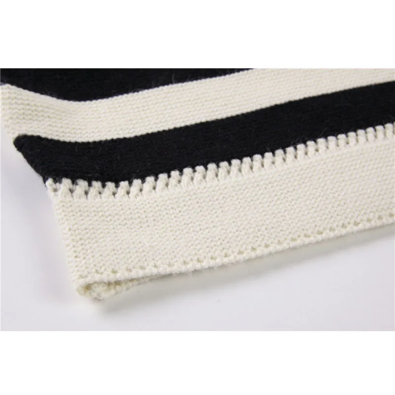 

Loose Short Striped Sweaters V-neck Casual Fashion Long Sleeve Pullover Female 2020 Autumn Winter Elegant Sweaters Jumpers Lady