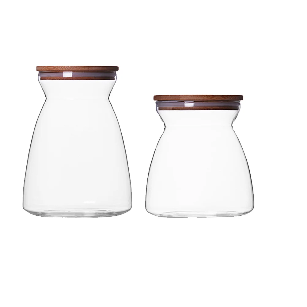 

2pcs Grain Canister Food Sealed Storage Container Clear Glass Jar Empty Storage Bottle for Loose Tea Coffee Bean Sugar Salt