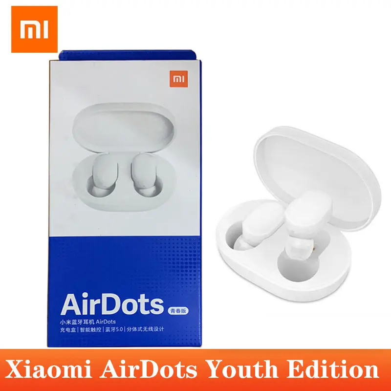 

Xiaomi AirDots Youth Stereo Bass Version Bluetooth Earphone Wireless BT 5.0 Earbuds Headset Handsfree Microphone AI Control