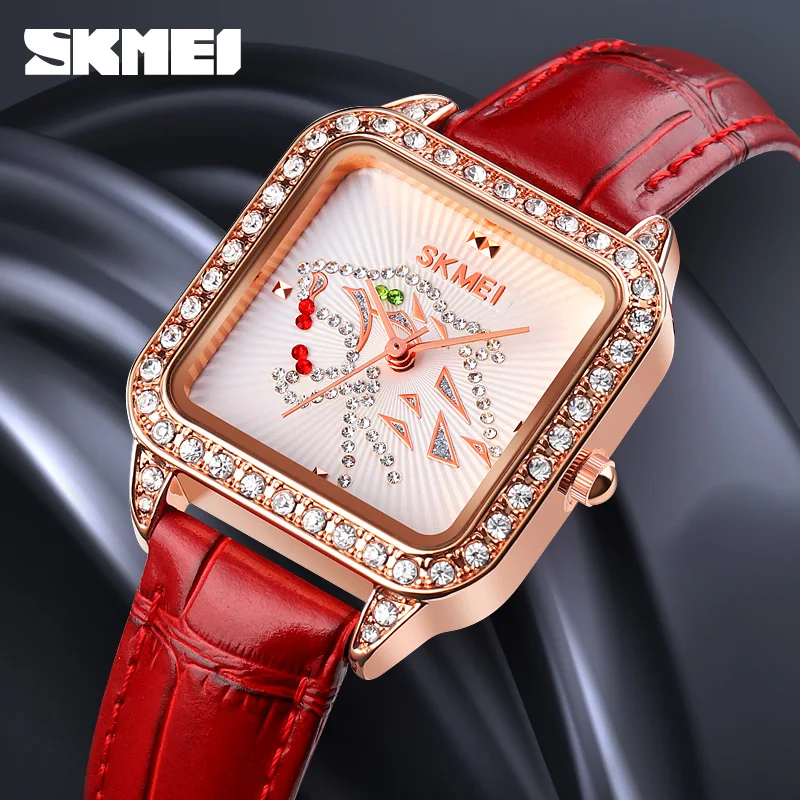

Luxury Dress Ladies Wristwatch Fashion Top Brand SKMEI Quartz Watches Leather Strap Watch Women's Quartz Clock Zegarek Damski