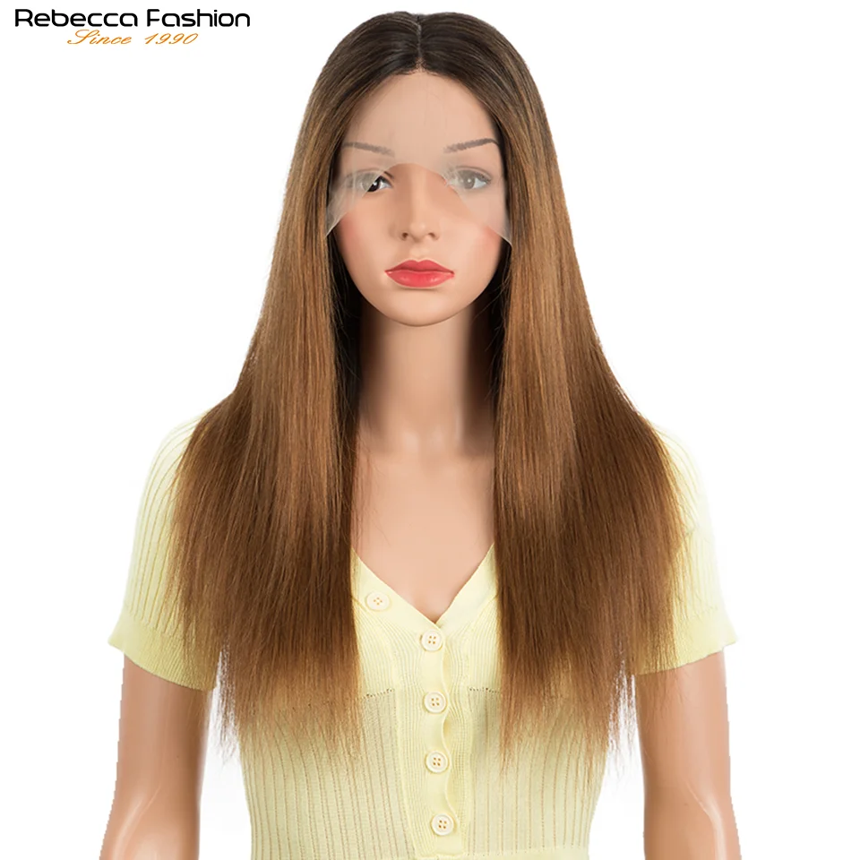 Rebecca Ombre 1B/30 Peruvian Straight Highlight 13x1 Lace Frontal Short Wig Remy Hair T part HD Lace Front Human Hair Wigs