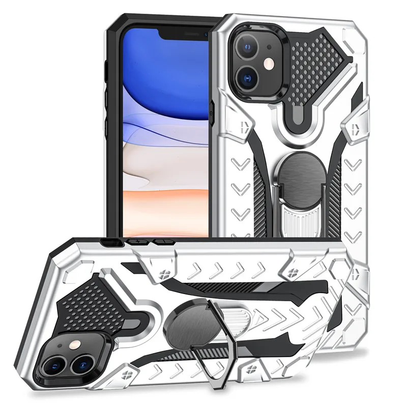 

Luxury Armor Phone Case on For iPhone 11 Pro 12 Mini XS MAX Magnetic Ring Holder Stand Back Cover For iPhone X XR 8 7 Plus 11Pro