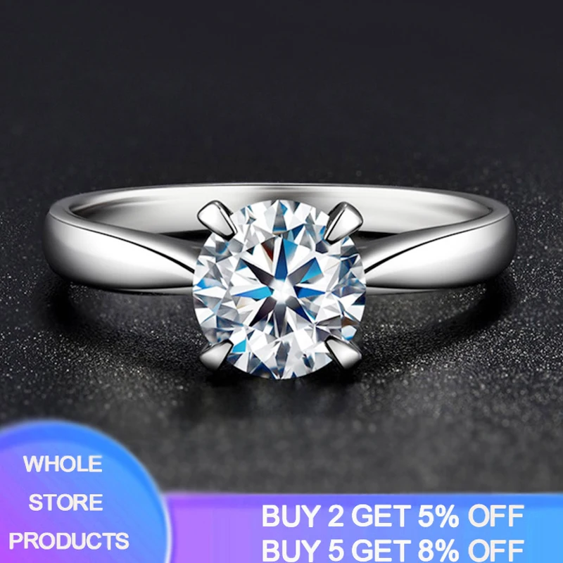 

YANHUI Luxury White Gold 18K Ring With 2.0ct Cubic Zirconia Rings Fit Women Gift Wedding Bands Engagement Rings Fine Jewelry
