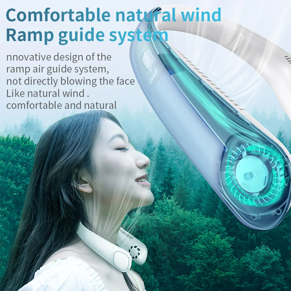 

For Xiaomi Mini Fan Neck Bladeless Fan Rechargeable Leafless Hanging Portable Fans Air Cooler Cooling Wearable Neckband 9000mAh
