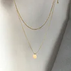 Новинка, подлинное женское серебряное и Золотое Двухрядное ожерелье с кулоном в виде монеты, ювелирные изделия из драгоценных камней TLx864