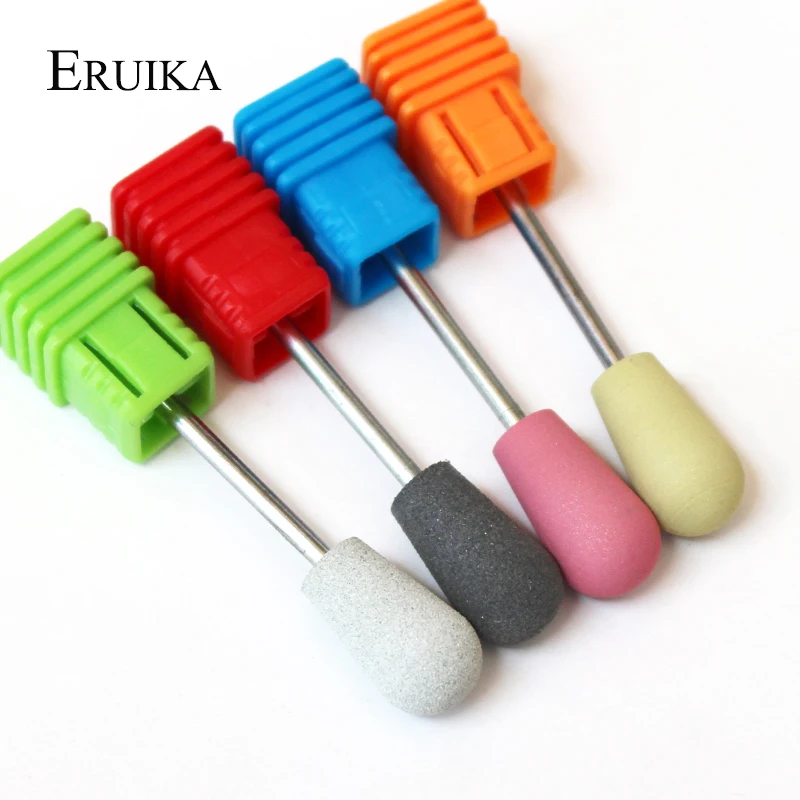 

ERUIKA 4pc/set 10*18mm Silicon Rubber Nail Drills Bits Nail Buffer Big Round Head Nail Polishing Cutters for Manicure Tools