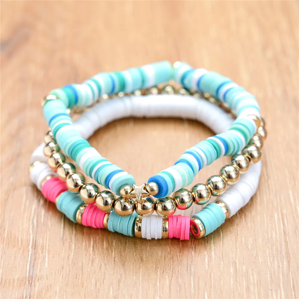 Фото Бусины из полимерной глины очаровательные плетеные браслеты для женщин