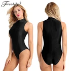 Балетный купальник для женщин, без рукавов, с высоким воротом