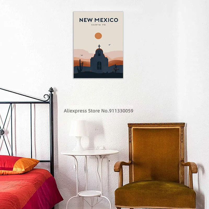 Постер для путешествий Новый мексиканский постер настенное искусство Картина на