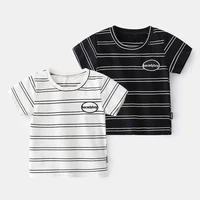 boys children short sleeve t shirt stretch pull frame korean striped short sleeve shirt