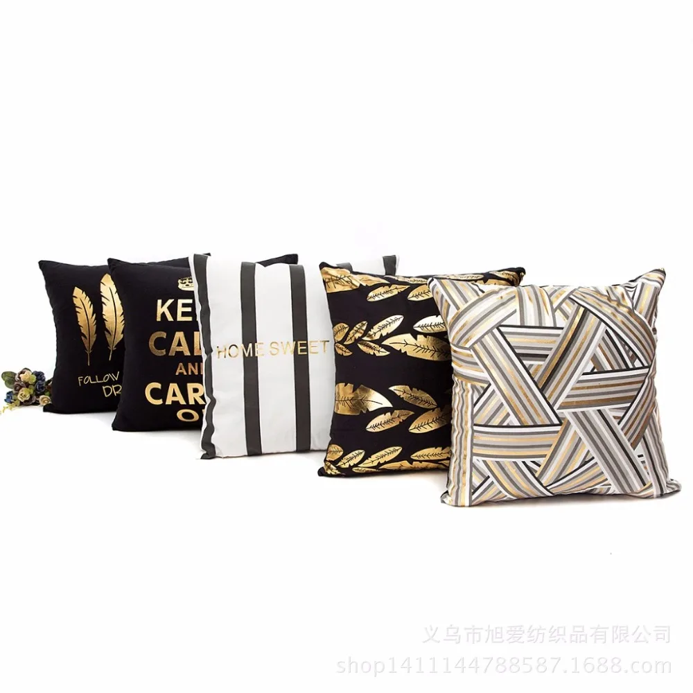 2020 Bronzing наволочка чехол для подушки художественная полоса золотой шлейф черный