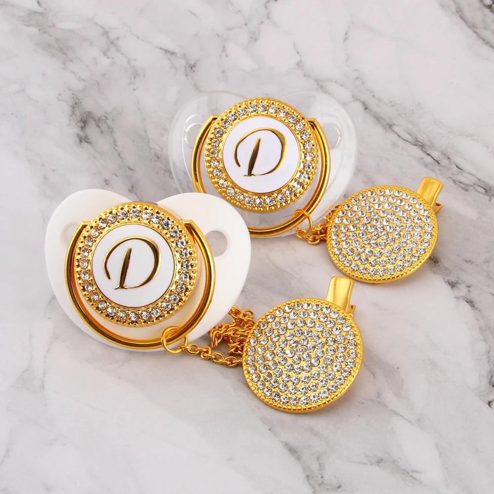 Роскошные Детские Bling соску со стразами белый жемчуг кристалл Ортодонтическая