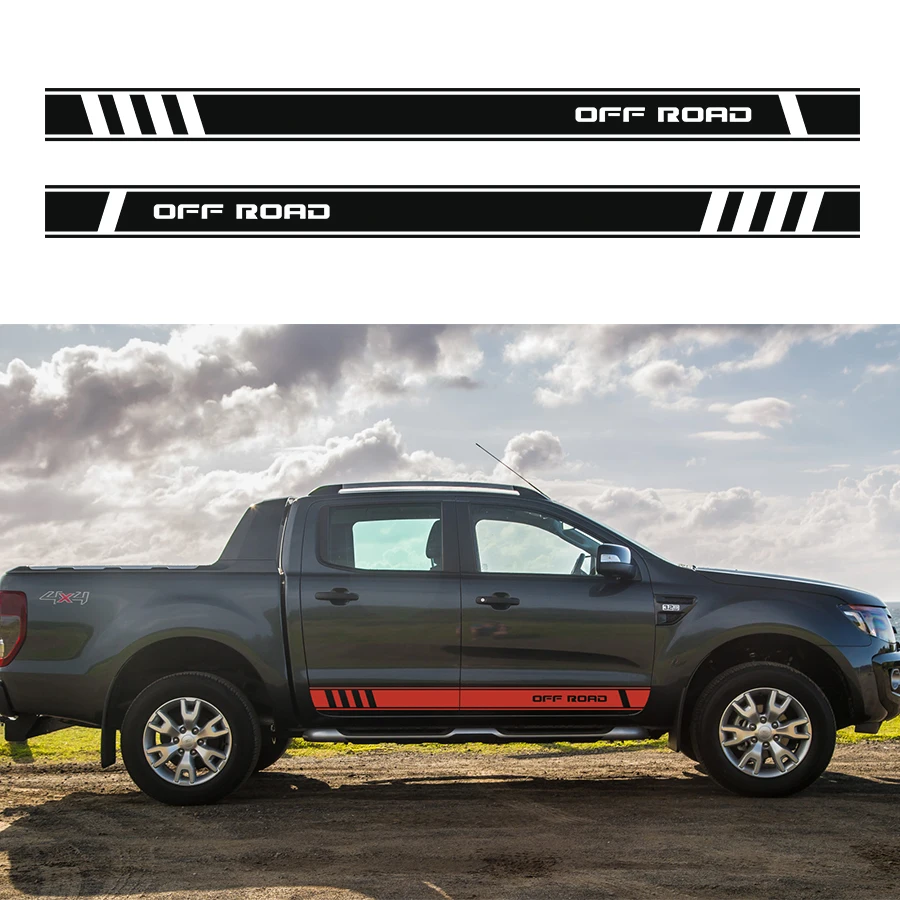2 шт. виниловые наклейки в полоску с градиентом сбоку для Ford ranger 2012 2013 2014 2015 2016 2017
