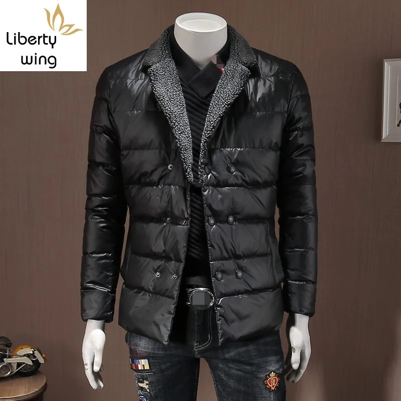 Куртка мужская на белом утином пуху повседневная брендовая уличная одежда в