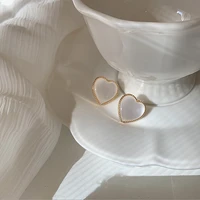 retro court earrings delicate white cats eye stone love gem earrings fashion wedding bride earrings