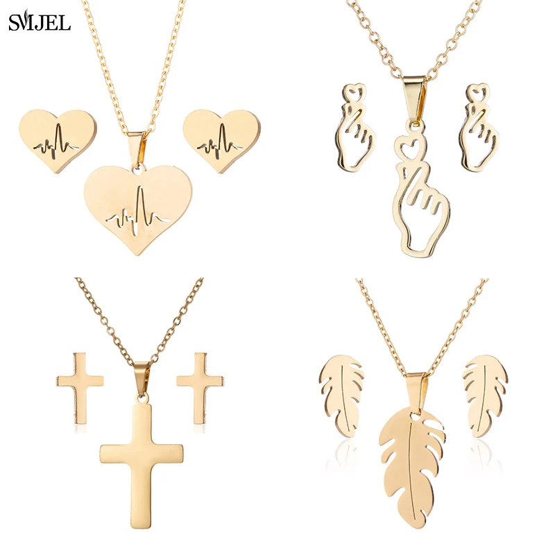 Комплект из колье и серёг нержавеющей стали