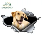 EARLFAMILY 13 см x 8,5 см оригинальный дизайн милый желтый Лабрадор ретривер 3D рваные металлические автомобильные наклейки виниловый багажник бампер пользовательские наклейки