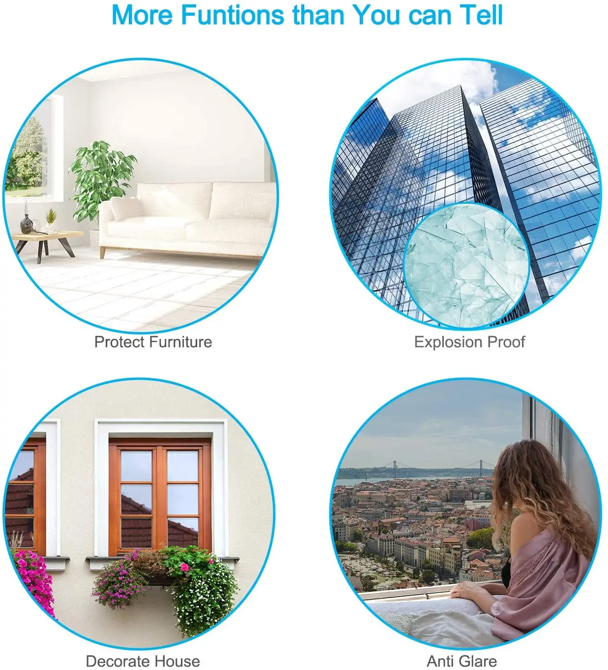 

LUCKYYJ One Way Mirror Film Heat Control Privacy Film Sun Block Window Sticker Solar Control Insulation Mirrored Window Tint