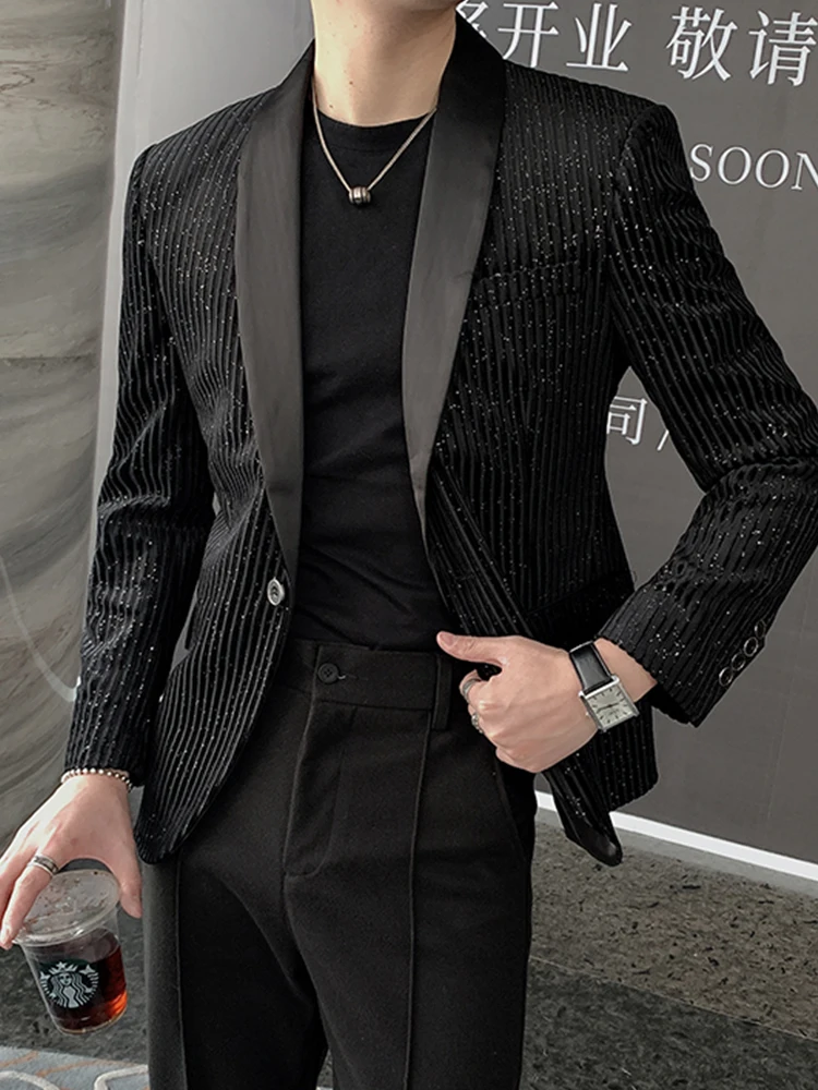 2021 Spring Men Blazers Striped Casual 