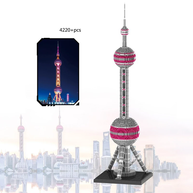 

World Famous Modern Architecture Micro Diamond Block China Shanghai Oriental Pearl Tv Tower Nanobricks Assemble Toys Collection