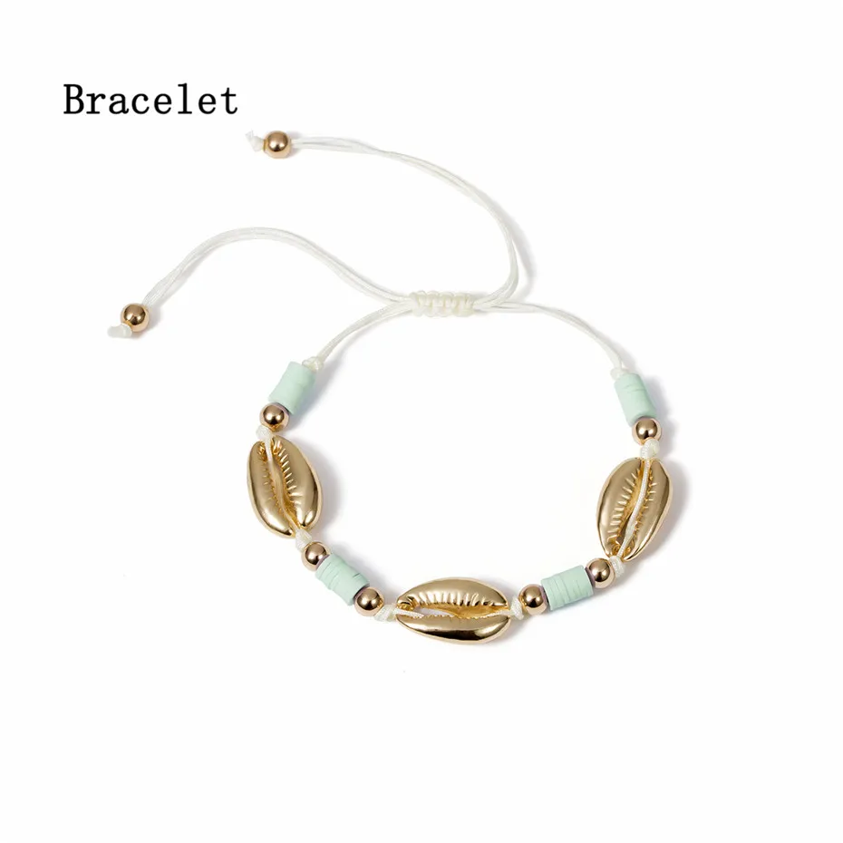 Bracelet IngeSight. Z богемный сплав оболочка браслет на запястье амулет Регулируемая Радуга веревка цепь браслет цепь на запястье для женщин ювелирные изделия - Окраска металла: Bracelet