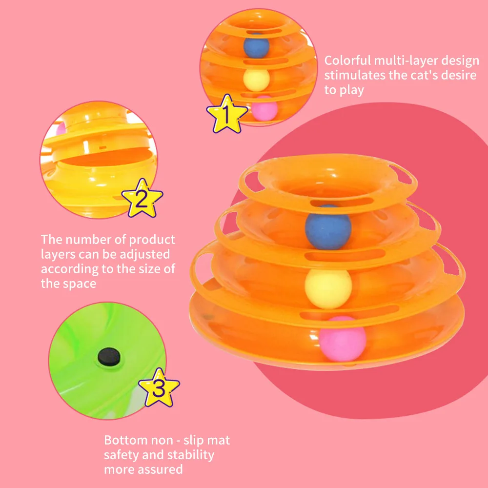 Забавные интерактивные игрушки для кошек из трех Слои игрушечный поворотный