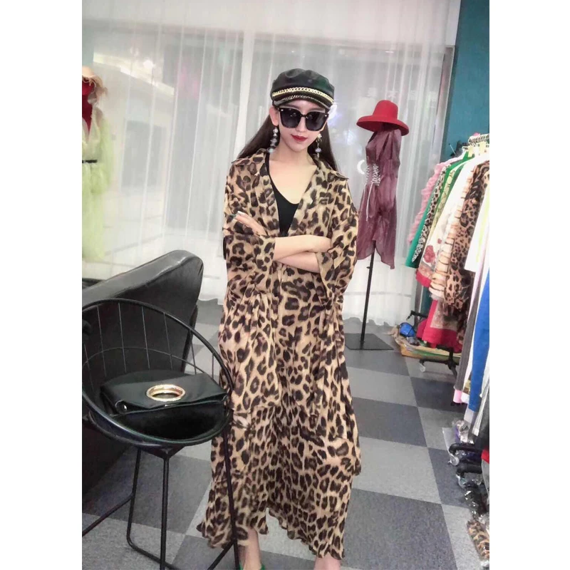 

SuperAen 2021, Зимний новый модный костюм, длинная рубашка с леопардовым принтом, свободные широкие брюки, женский модный комплект из двух предмет...