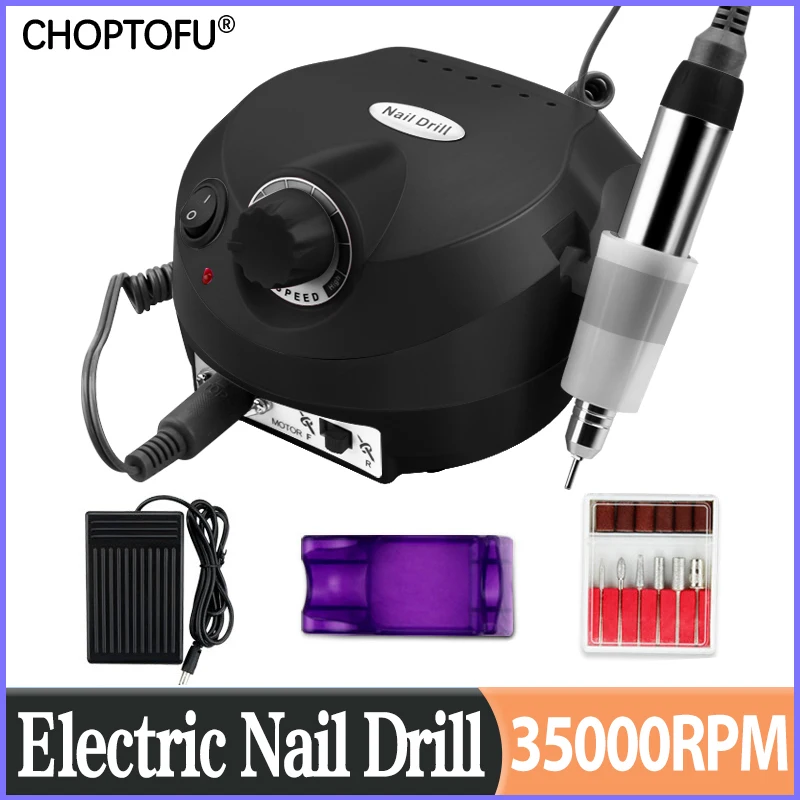 

5Colors Electric Nail Polisher 32W Nail Drill 35000RPM Micromotor Nail Drill Machine Milling Cutter Nail File Drill Bit Tool Kit