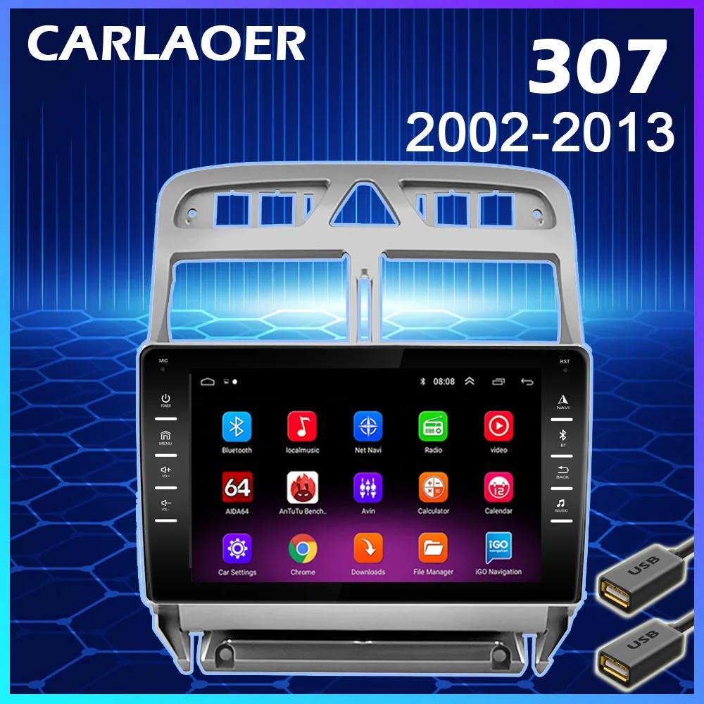 Автомагнитола на Android с Gps навигацией для Peugeot 307 307CC 307SW 2004 2013 мультимедийная