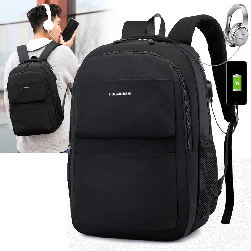 Men Backpack School Bag Waterproof Nylon New Schoolbag Business Laptop Polyester Bag 14 Shoulder Bag 15.6 Inch Computer Packsack