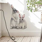 Симпатичные настенные Стикеры с двумя кроликами, съемные обои, украшение для детской комнаты, стикер для гостиной, спальни, стикер с кроликами