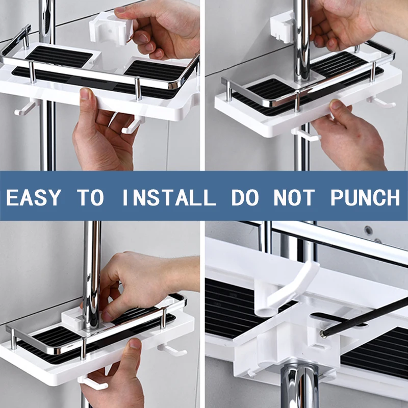 Настенный держатель для ванной и душа подставка-органайзер полка шампуня