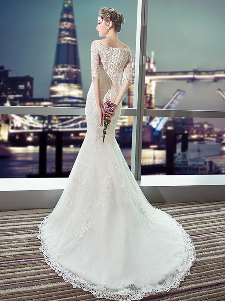 Женское свадебное платье Русалка LAMYA белое или красное с коротким рукавом и