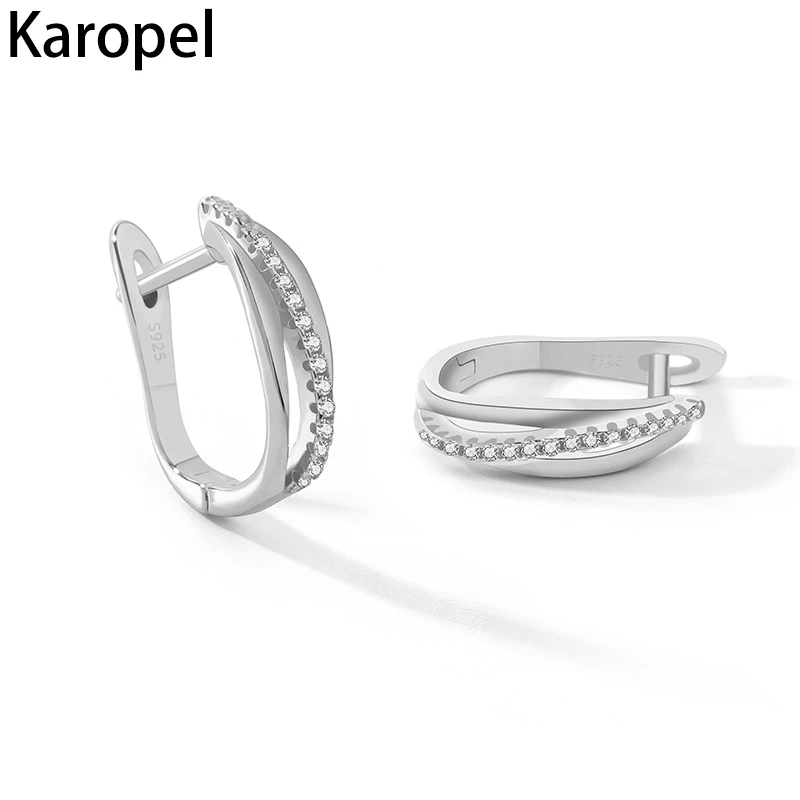 

Karopel 925 Sterling Silver Multi-layer Simple Micro Pave Zircon Hoop Earrings for Women Jewelry Wholesale Women Accessories
