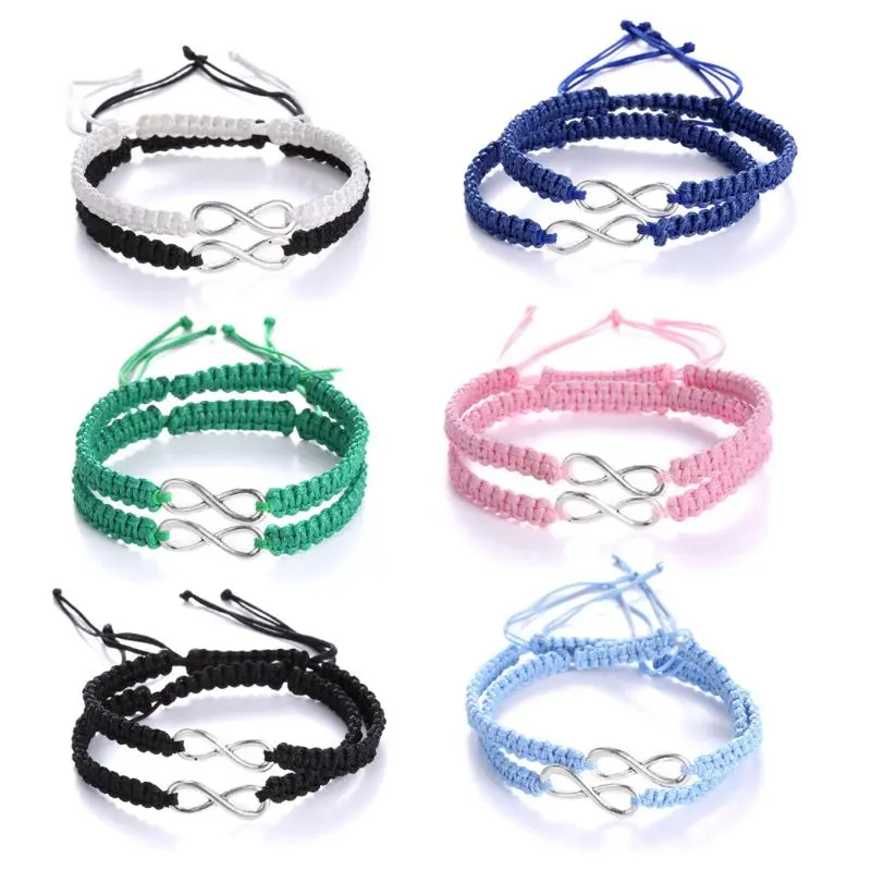 

2Pcs Bohemian Lucky Kabbalah Infinity Love Figure 8 Friendship Bracelet Infinity Lovers Braided kit Fashion Jewelry