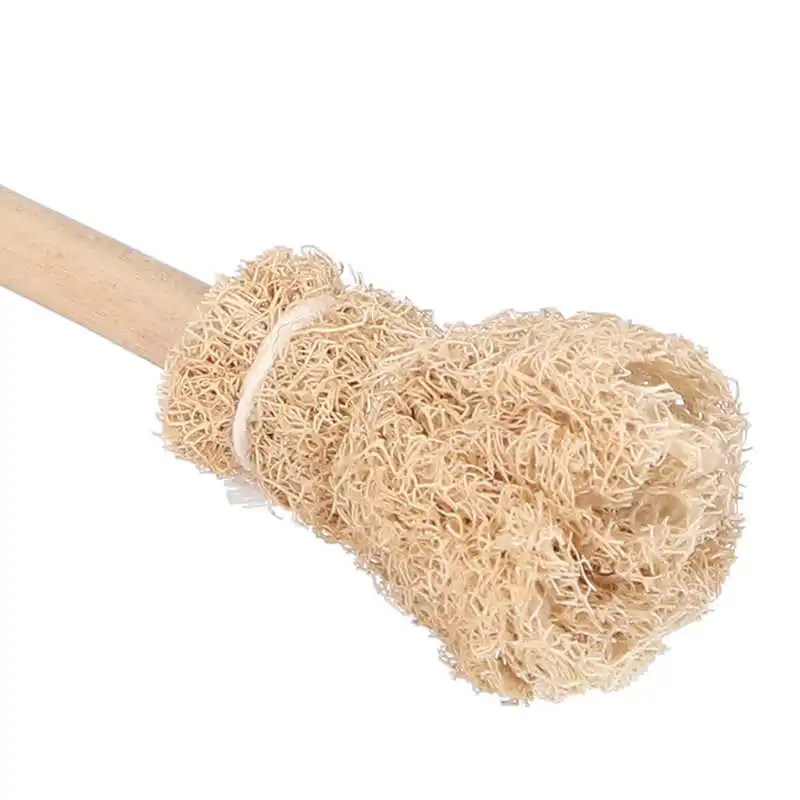 Щетка для чистки чайников из натуральной люфы с бамбуковой ручкой без