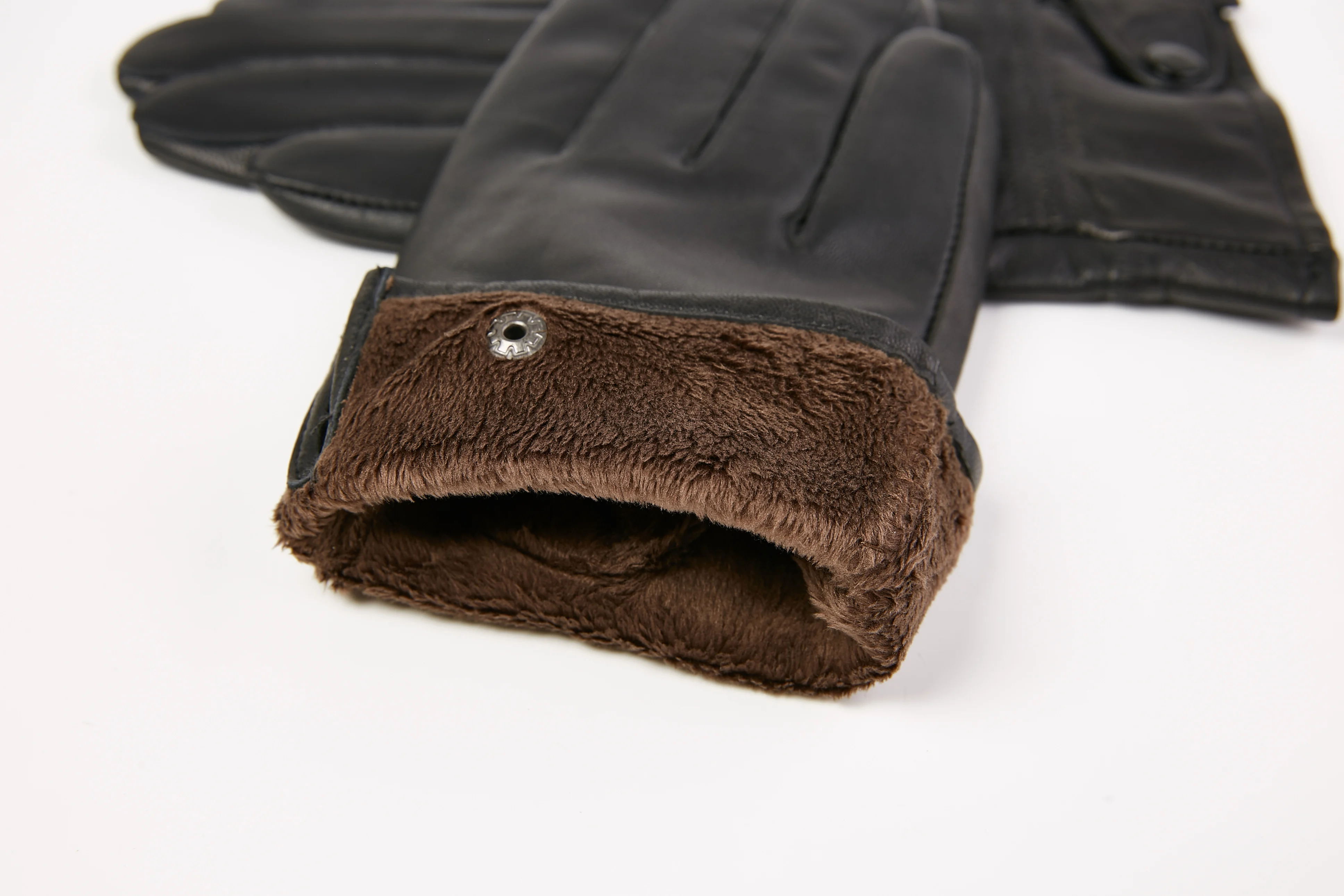 Для мужчин Зимний толстый теплый натуральная кожа Перчатки черные классические