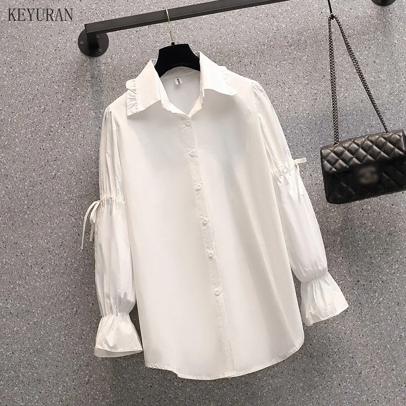 

Plus Size 2021 Two Piece Outfits for Women Cowboy Sling Vest Tops Loose Pleated White Shirt Femme Roupas 2 Piece Set Korean Suit