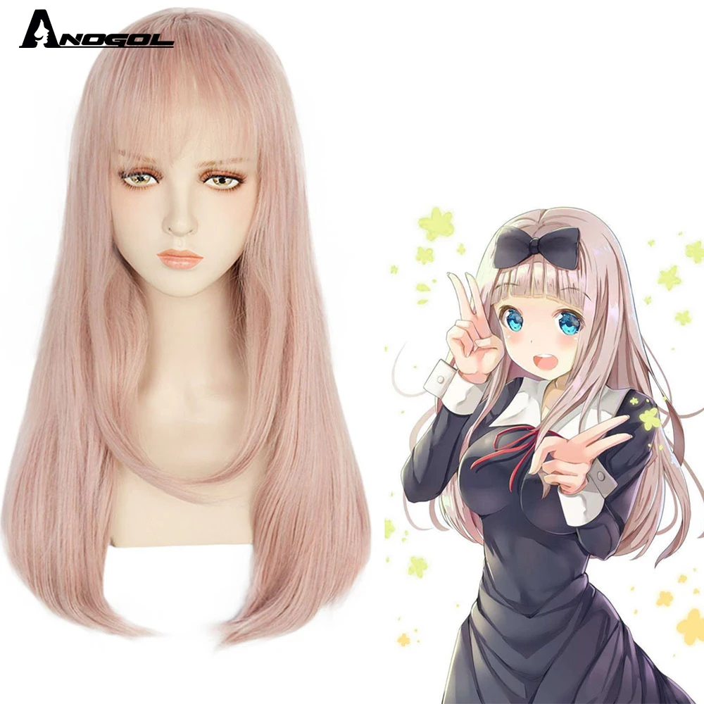 Женский парик для косплея ANOGOL Fujiwara Chika Love is War Kaguya sama длинные прямые Розовые