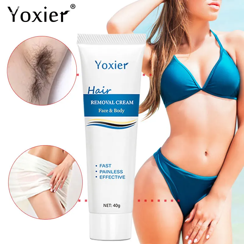 Yoxier 40g Painless Hair Removal Cream Face Arm Leg Back Underarms Bikini Line Full Body Repair Gentle Non-Irritating Skin Care