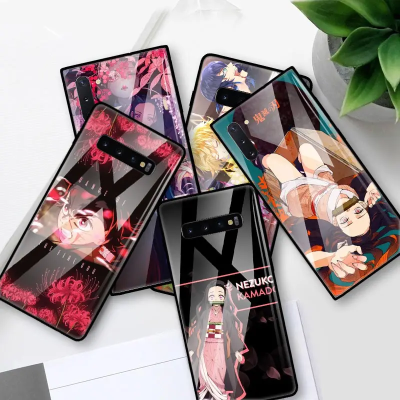 Защитный чехол для телефона Demon Slayer Kimetsu из закаленного стекла Samsung Galaxy S20 S10 5G S10e S9