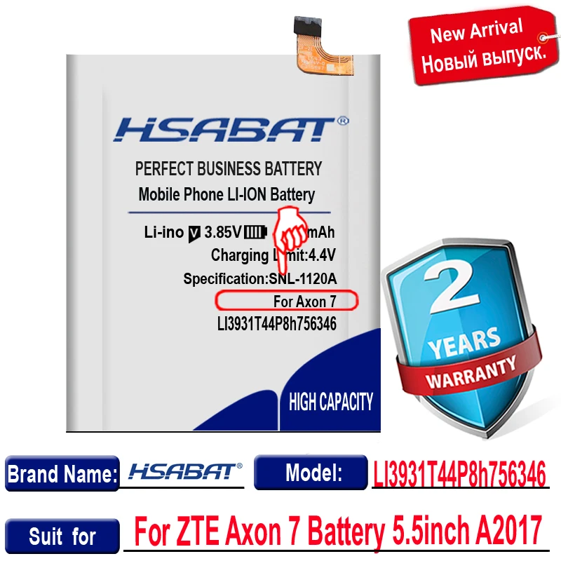 Аккумулятор HSABAT LI3931T44P8h756346 для ZTE Axon 7 100% дюйма A2017 4700 мАч | Мобильные телефоны и