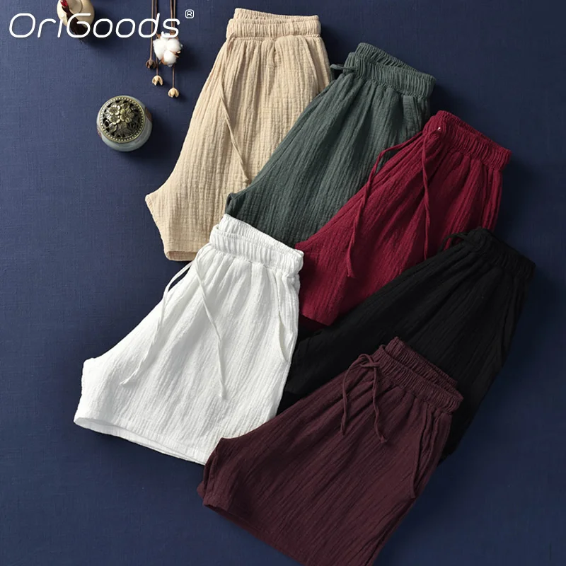 Шорты OriGoods женские с широкими штанинами хлопковые Свободные повседневные