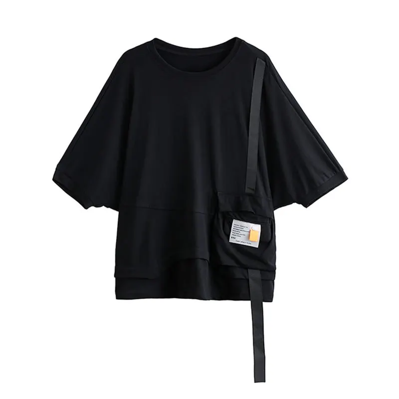 

XITAO Patchwork Letter Pocket Women T Shirt 2021 Summer Casual Fashion New Style Temperament All Match Women Clothes DZL2836